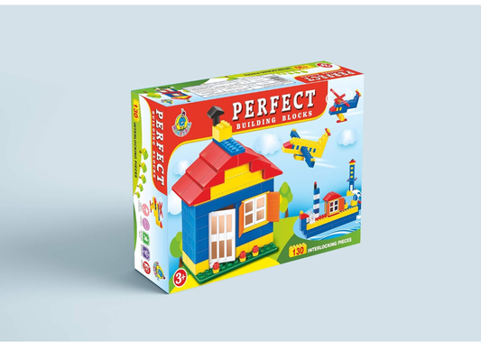 Added TOYSCAPE Perfect Building Blocks 130 Interlocking Pieces Building and Construction Toys for Kids (Multi-Color)