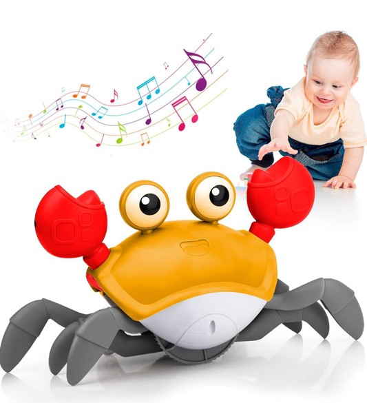Crawling Rechargeable Crab Toy for Kids – Dancing Crawling Baby Toys, Electronic Walking Moving Toys for Babies Infant Toddlers Fun Play Interactive Early Learning Educational Toys