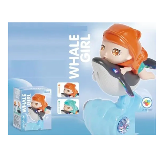 Musical Whale Doll with Sound, Light & Rotating Bump n Go Moving for Kids Toy (Multicolor)