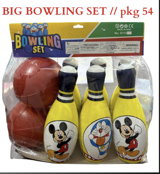 a children's bowling set featuring cartoon characters
