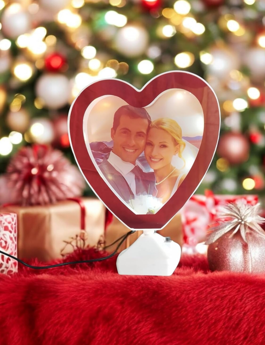 Heart-Shaped Magic Mirror Photo Frame – Customized Gift for Special Occasions Size- (25x20cm)